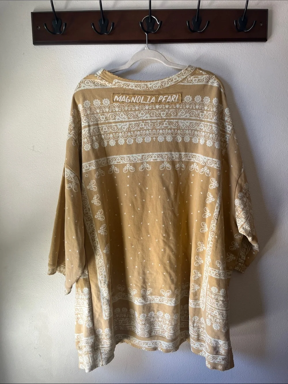 Magnolia Pearl ⭐️ Francis Hi Lo Blockprint Sweatshirt Top 100% Cotton OSFM - Picture 5 of 7
